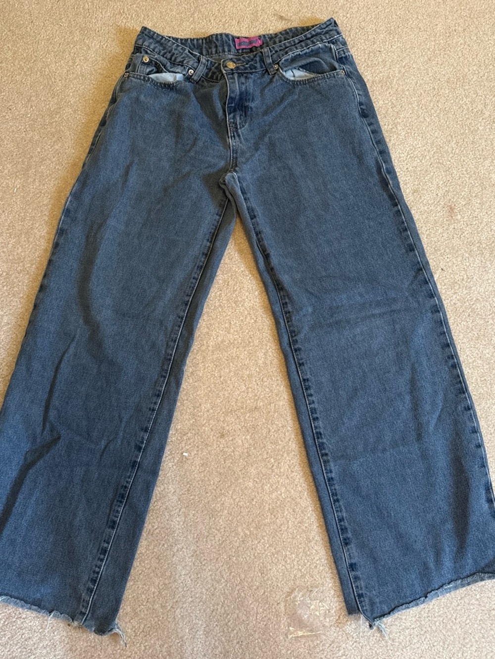 Edikted Men's Bootcut Jeans in Dark Blue Denim